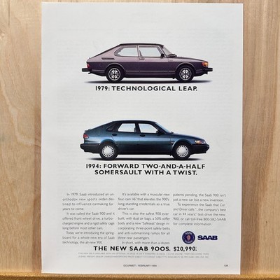 1994 Saab 900S Sedan Vintage Print Ad Car Auto Advert Art