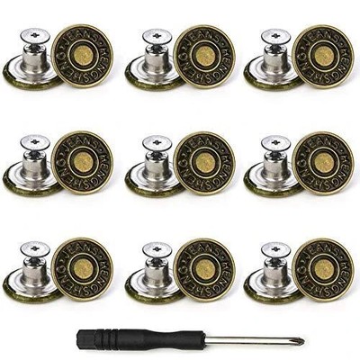 Jeans Buttons Replacement, Instant No Sew Buttons for Pants with Tool,17MM