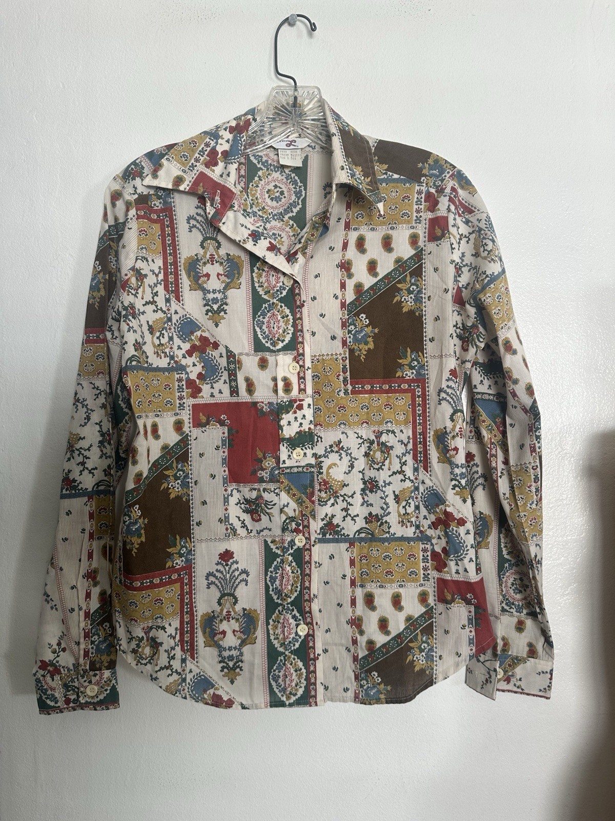 VTG Women's 70s Levi's Button Down Patchwork  Shi… - image 1