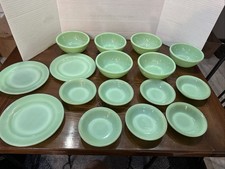 Jadeite Fire King 16 piece collection. 1940s Era Stamp