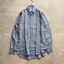 Loro Piana Cotton Linen Stripe Shirt Blue Authentic