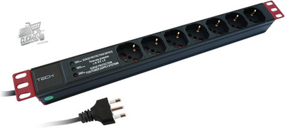 19 7 Seater Electric Slipper Italian Plug 16A Techly 1U Rack Multi Outlet