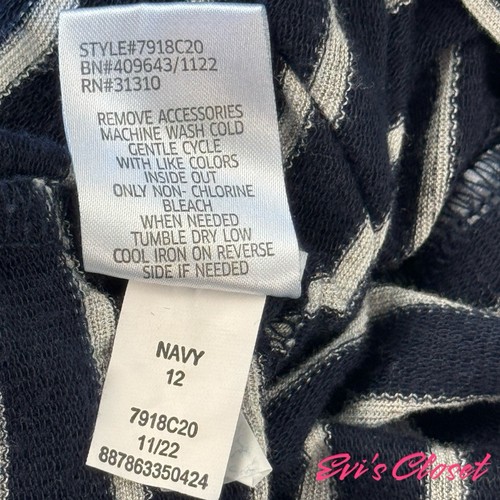 Knit Works Girl’s Jumpsuit Blue Striped White Wide Black Leg Pull On V Neck S 12 - Picture 10 of 13