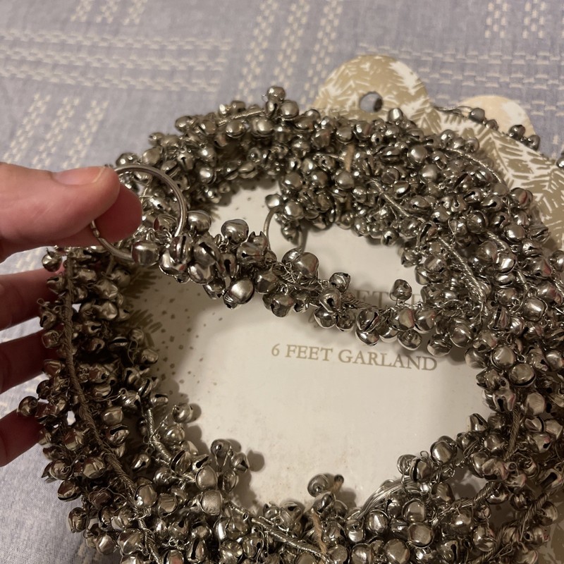 Two 6Ft Silver Bell Garland Strands Made In India New