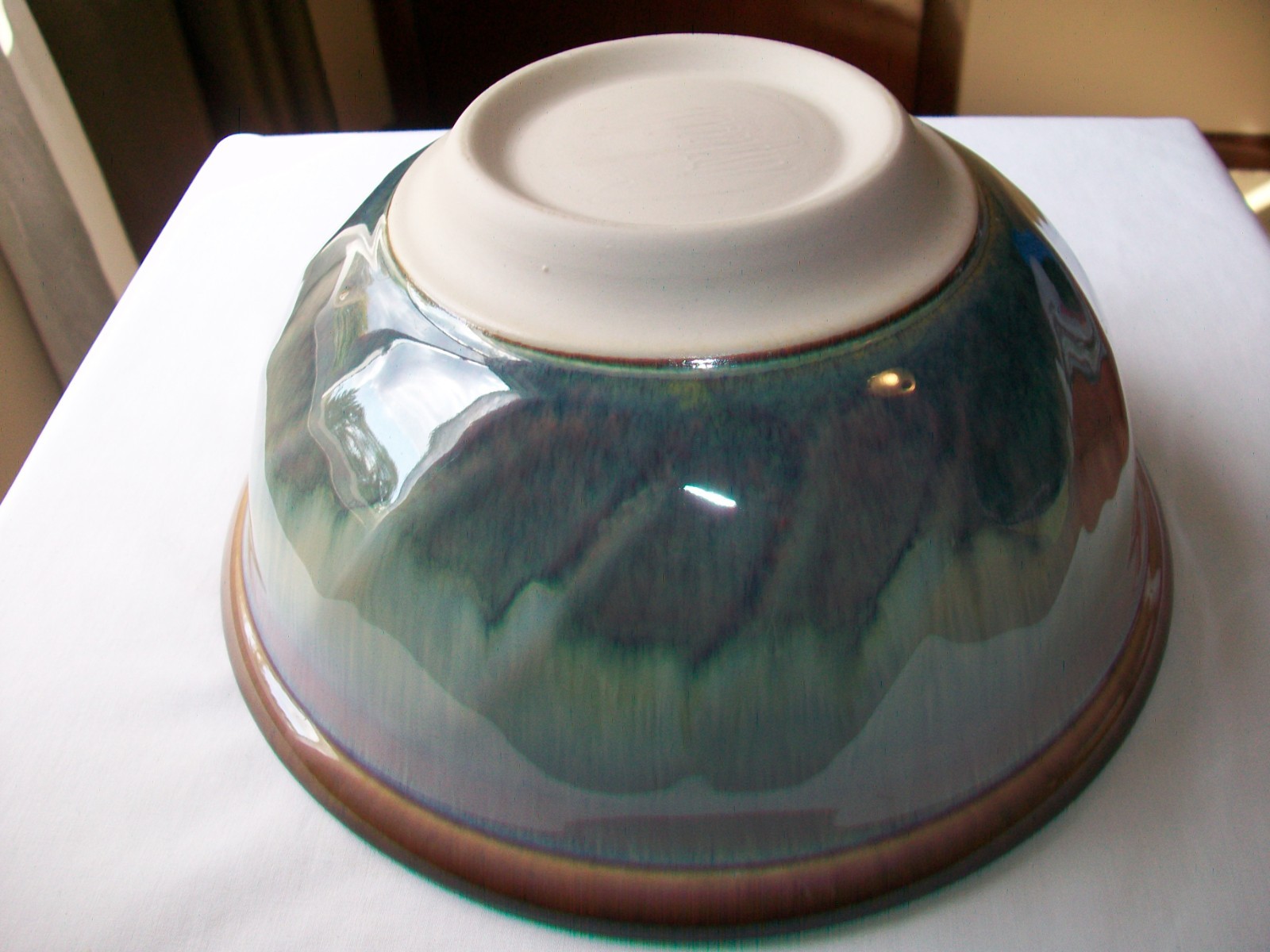 BILL CAMPBELL STUDIO ART POTTERY HAND THOWN SPIRAL DRIP GLAZE BOWL 8 1/2" SIGNED