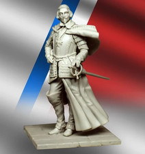 1/24 Scale 75mm French Musketeer Resin Model Kit   17th Century Figure