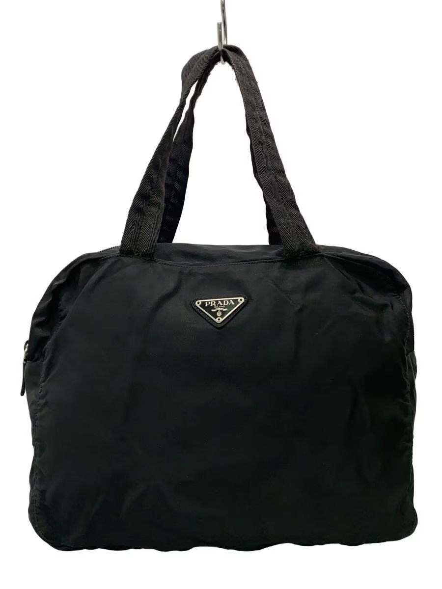 PRADA Handbag Nylon BLK Solid Authentic Rare Exce… - image 1