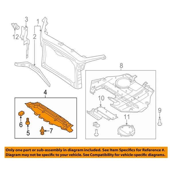 Protector contra salpicaduras de motor delantero/deflector de aire para 07-12 MKZ 3,5 L V6 Foto 4 de 4