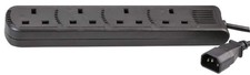 PRO ELEC IEC C14 to 4‑Gang UK Mains Extension Lead, 1m Cable, 10A, Black – PE...