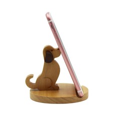Cute Dog Cellphone Holder Stand Wooden Smartphone Desk Holder for All Mobile ...