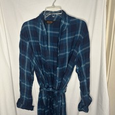 Vintage Blue / Yellow / White Plaid Aristo Robe w/ Pockets  Tie