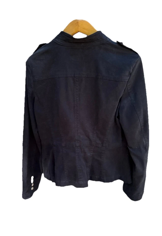 Mossimo черный военного стиля кнопки Blazer куртка женщин средний хлопок спандекс - Изображение 2 из 4