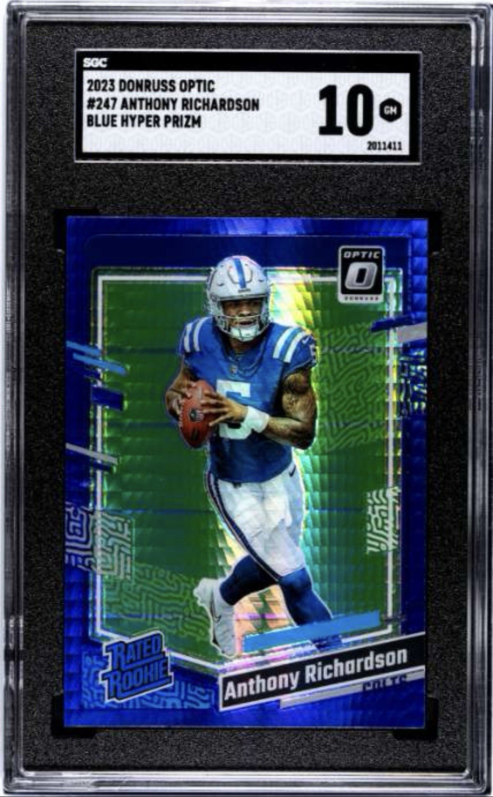 2023 Donruss Optic ANTHONY RICHARDSON Blue Hyper Prizm Rated Rookie #247 SGC 10