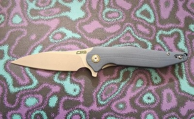 CJRB Cutlery Agave Flipper Knife 3.45'' Stonewashed Modified Sheepsfoot Blade.