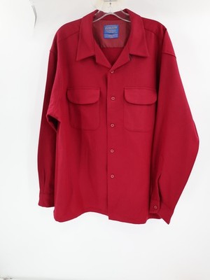 Vintage Pendleton board Shirt Men s XL Long Sleeve loop collar Virgin Wool Red