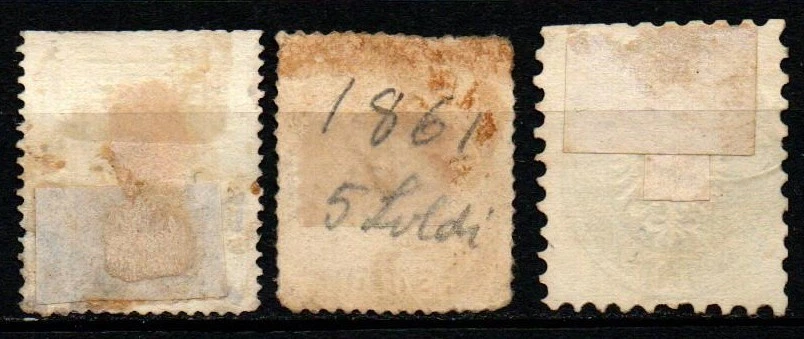 Italia - Lombardo Veneto - Selezione di francobolli con difetti - Immagine 2 di 2