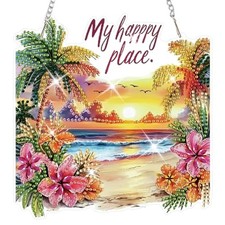 Diamond Art Hanging Kits for Adults Kids, Hanging Diamond Art Beach WSH001