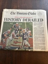 Boston Globe History Derailed Giants Super Bowl 2/4/08 Complete Newspaper