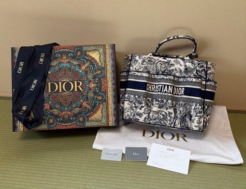 Christian Dior Embroidered Toile De Jouy Catherine Tote Bag