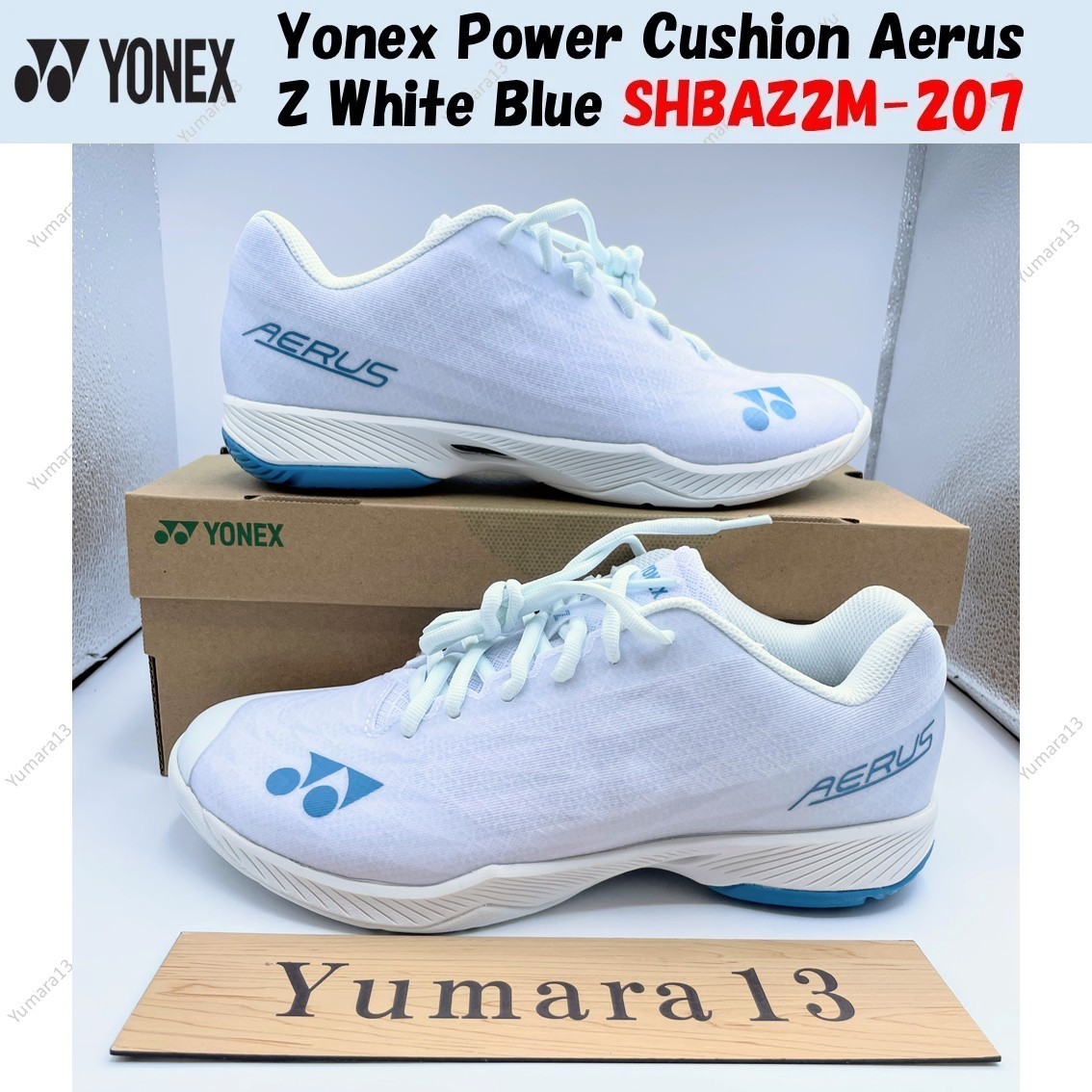 Yonex Power Cushion Aerus Z White Blue SHBAZ2M-207 Men's Size | eBay
