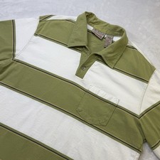 Quiksilver Polo Shirt Mens Medium Green Stripe Surf Skate Y2K Casual