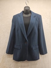 J Crew VTG Houndstooth Wool Blazer Dark Teal/Navy Plaid One Button Sz 12 New NWT