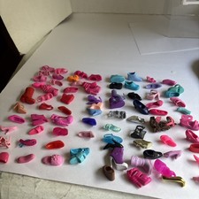 Lot  80 Mismatched Fashion Doll Shoes Used Fo...
