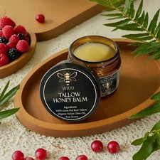 Organic Grass-Fed Beef Tallow Balm with Raw Honey - Organic Italian Olive Oil 