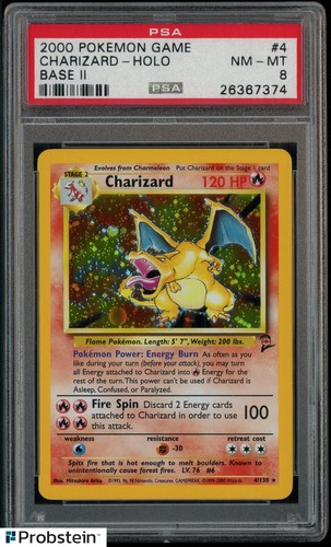 2000 Pokemon Game Base II #4 Charizard Holo PSA 8 NM-MT