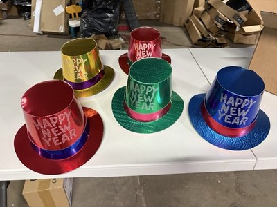 Foil Hi-5 Hats w/ Glittered Happy New Year for New Year Celebration