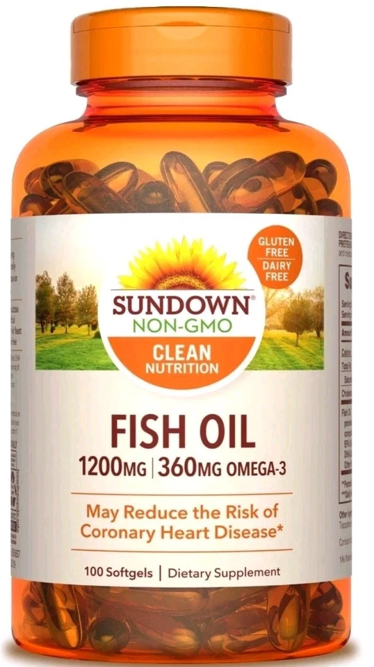 3 cápsulas blandas Sundown Naturals 1200 mg, aceite de pescado extra fuerza 100 quilates salud del corazón Foto 2 de 4