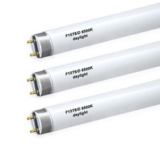 F15T8 D Daylight Fluorescent Bulb 3 Pack 18 Inch 15W 6500K Linear Tube Light