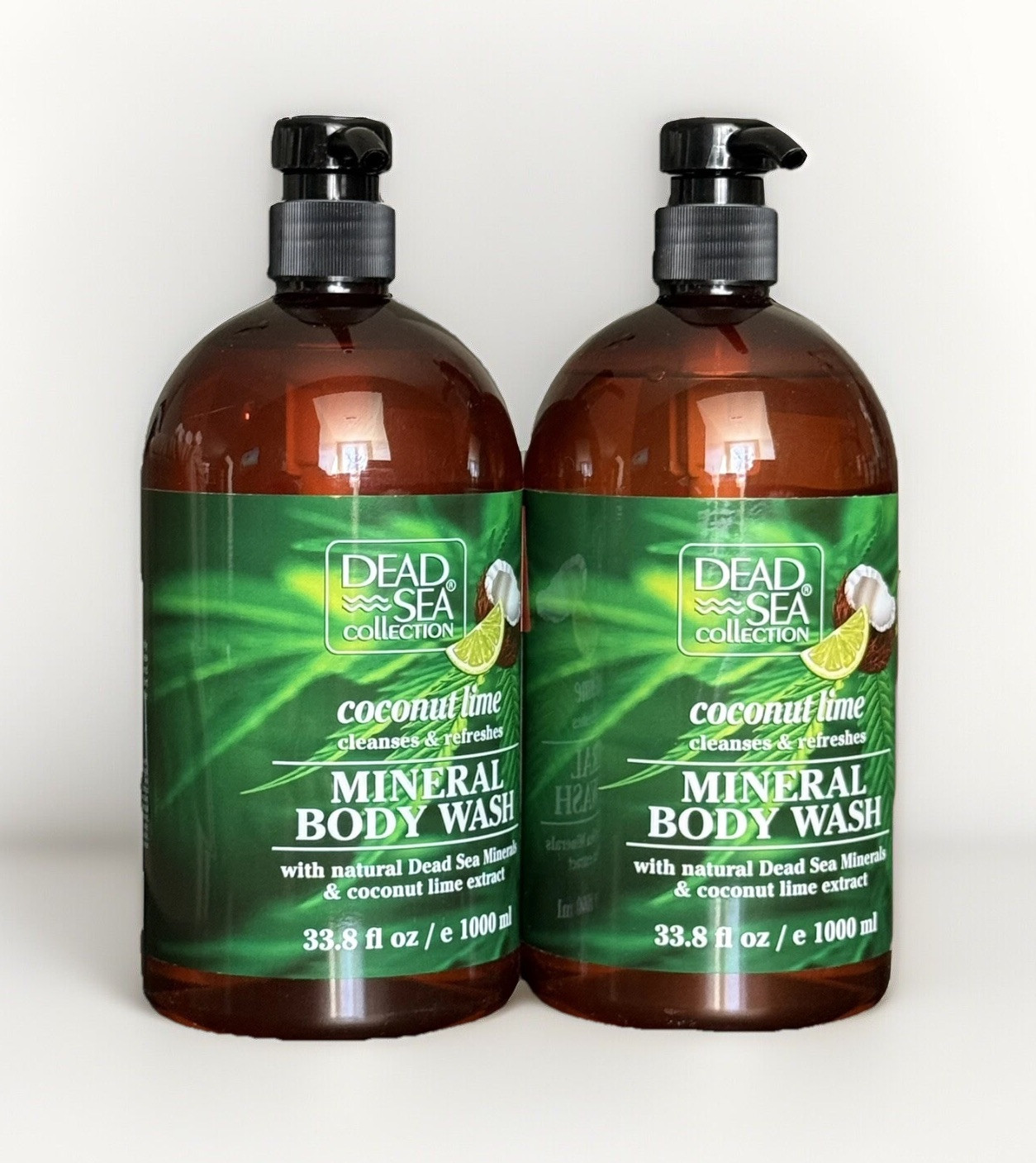 2 PACK Dead Sea Collection 33.8oz Coconut Lime Extract Natural Mineral Body Wash