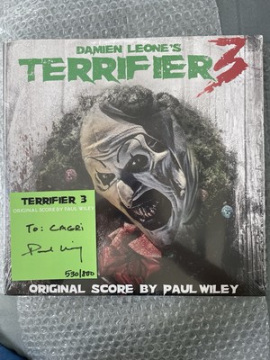 Terrifier 3 Movie Soundtrack Score Green Vinyl LP Signed Paul Wiley Card New