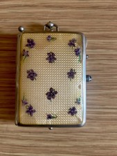 antique guilloche enamel Minaudiere / Compact By Louis Kuppenheim, Circa 1900