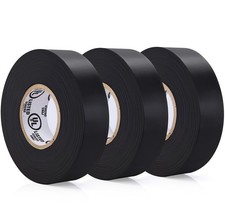 3 Pack Electric Tape Professional Grade PVC Electrical 3/4 in x 66ft Black 