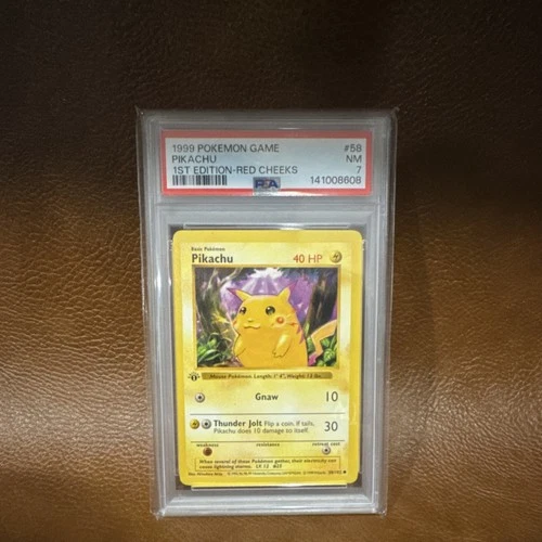 Pokémon TCG 1999 Pikachu Shadowless 1st Edition Red Cheeks PSA 7 #58/102