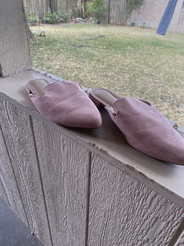 A New Day Pink Velma Faux Suede Pointed Toe Slip-On Mule Flats 6.5