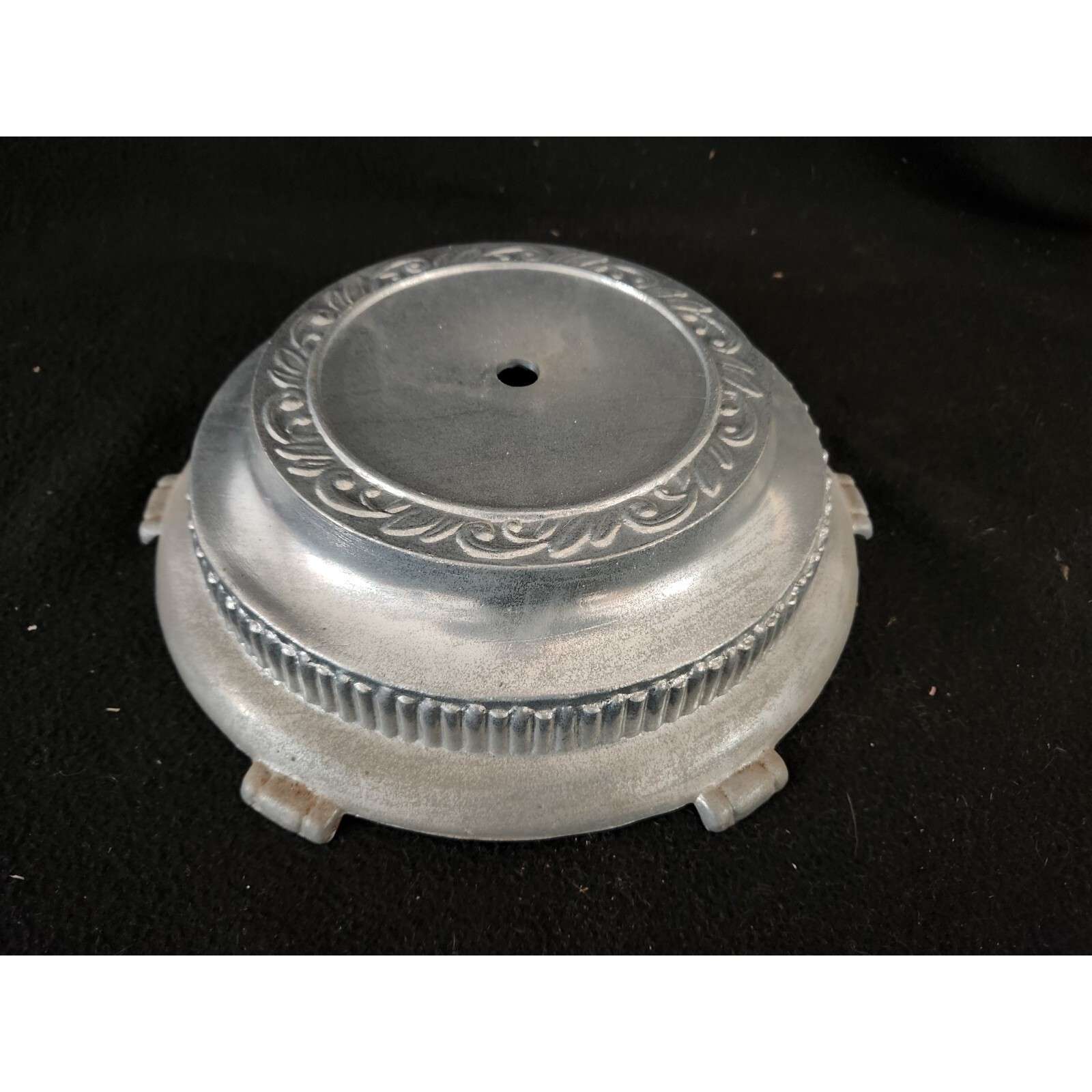 11" Solid Aluminum Floor Lamp Base w/ Ribbed & Scroll Border, 6 Footed