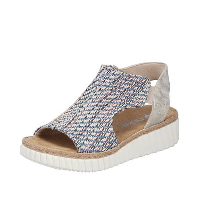 Rieker Damen Sandale Beige-Metallic/Bunt 69284-90 Schuhe Sommer