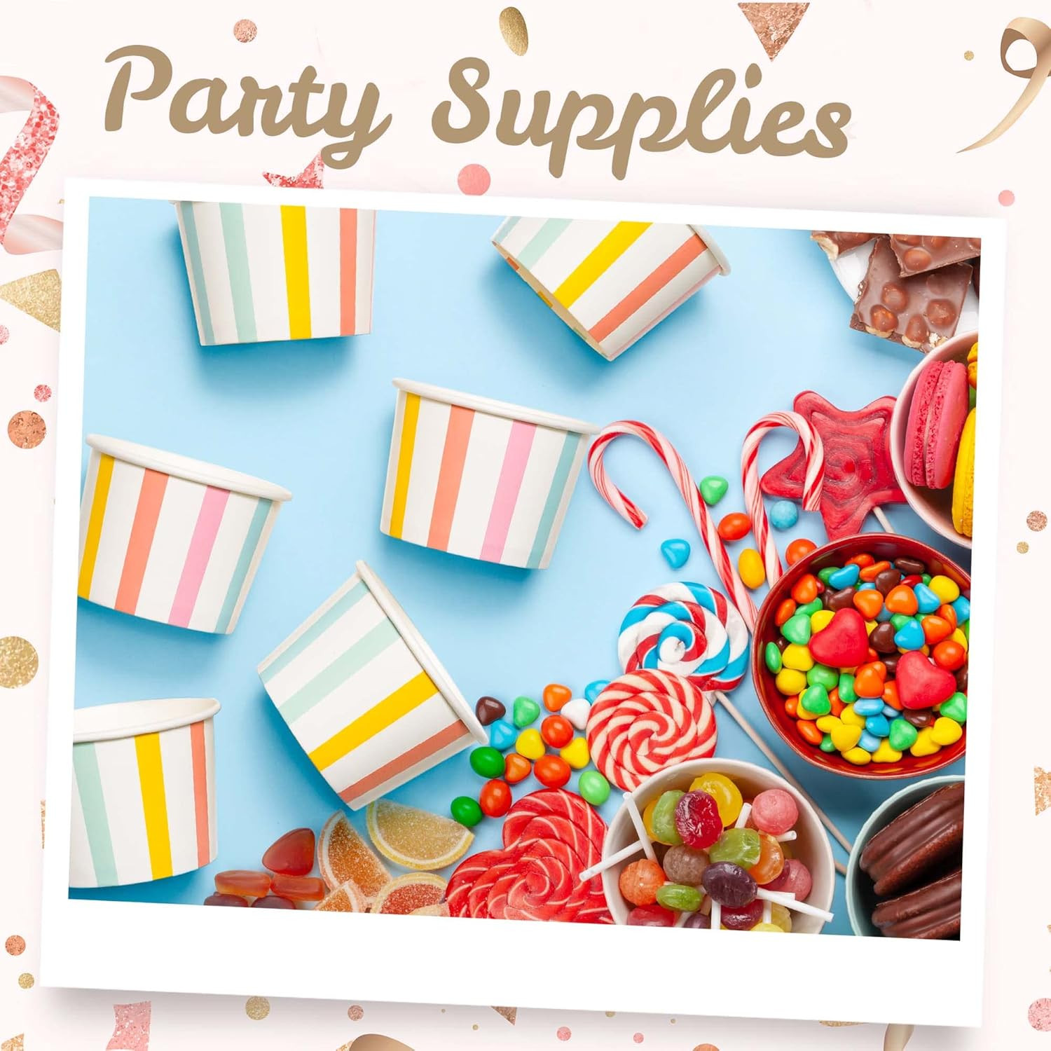 Paper Ice Cream Cups, 100-Count 5.5-Oz Disposable Dessert Bowls for Hot or Cold