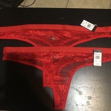 Lot Of 2 NWT Frederick's of Hollywood 1X Fern Red Fishnet  Lace Thong Panty