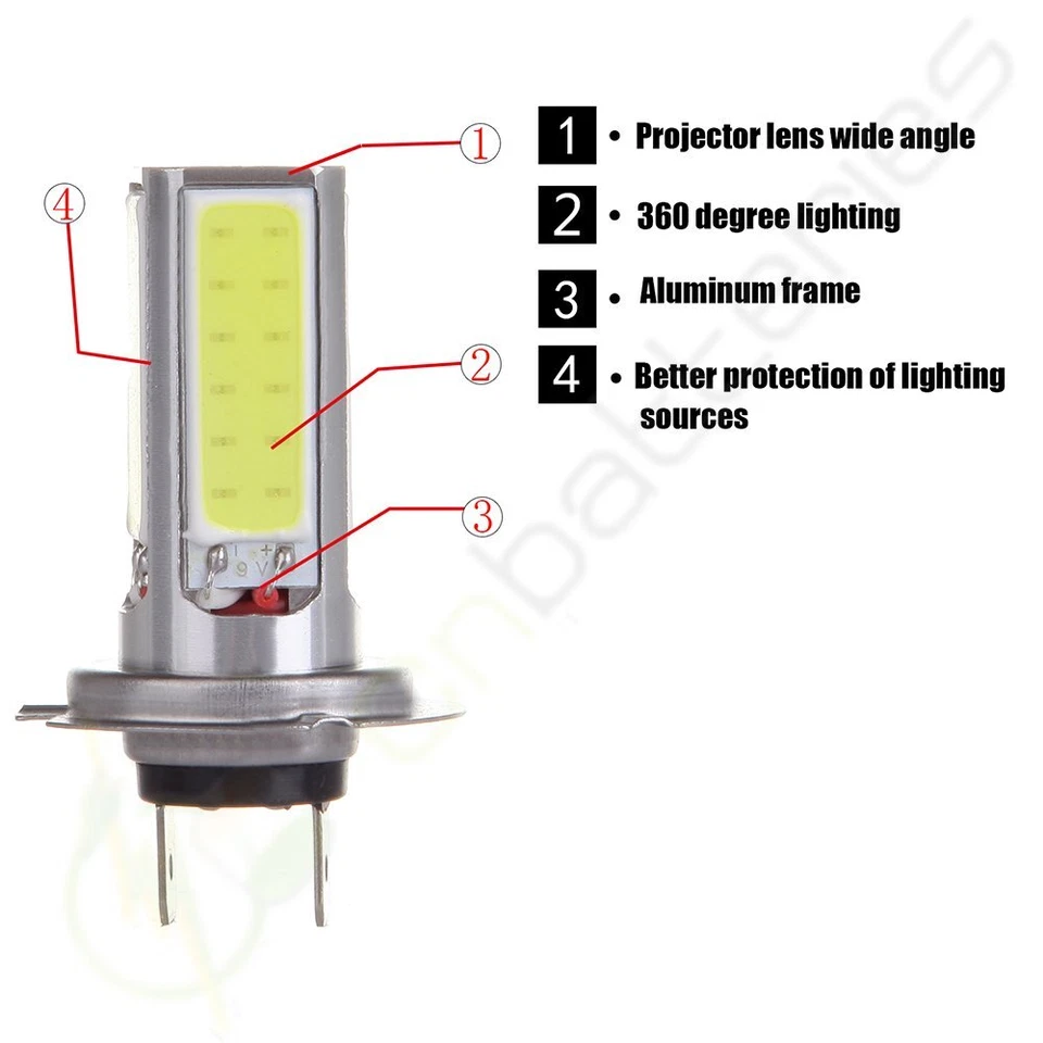 2x H7 6000K Bright LED SMD Fog Driving 8000LM Light Vehicle Xenon White - Image 4 of 4