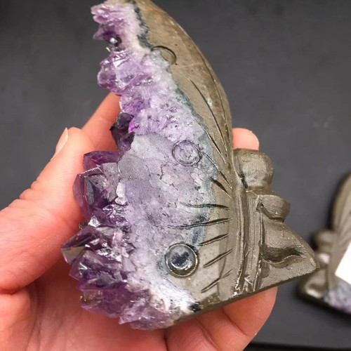 Natural Uruguay Amethyst Crystal Cluster Butterfly Fairy Healing Decoration 1Pc - Picture 10 of 12
