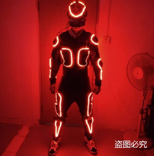 LED Roboter Anzug 7 Farben Licht Wiederaufladbare Maske Kleidung Fernbedienung Kostüm - Bild 2 von 9