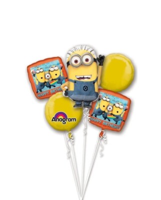 Despicable Me Minions Birthday Foil Balloon Bouquet Party Favors Prizes X 5 Ball