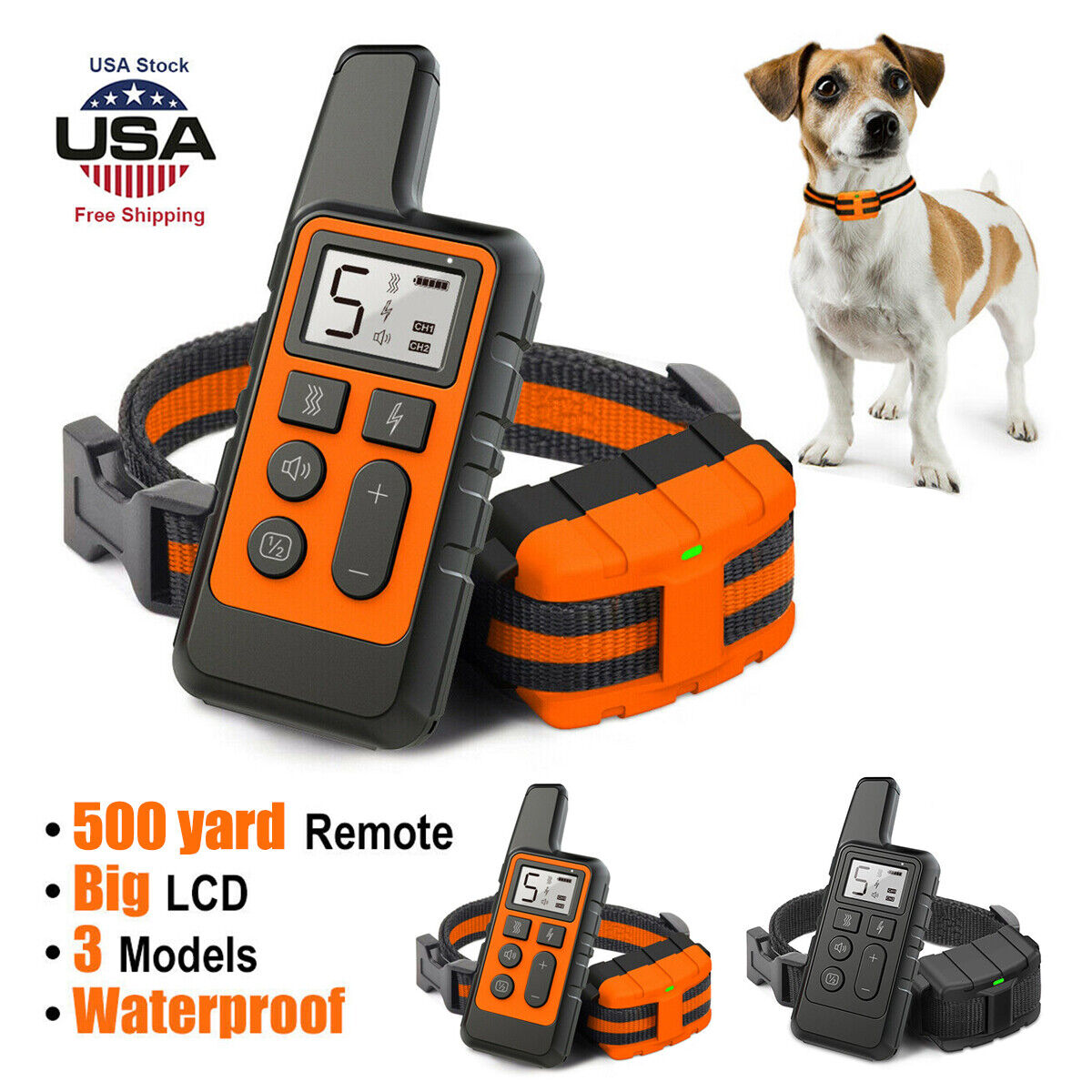 Remote Control Dog Training Collar Rechargeable Electric Pet Sho