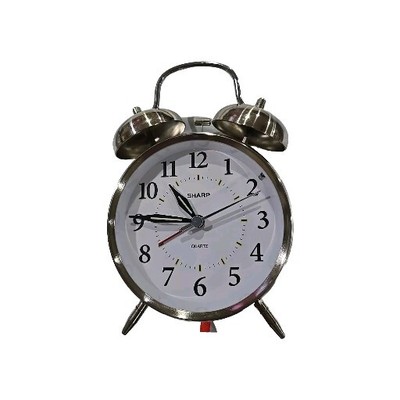Sharp Desktop Alarm Clock Model: SPC800 Twin Bell Quartz Silver Backlight
