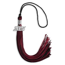 Endea Graduation Black/Cardinal Mixed Color Tassel With Silver Date Drop