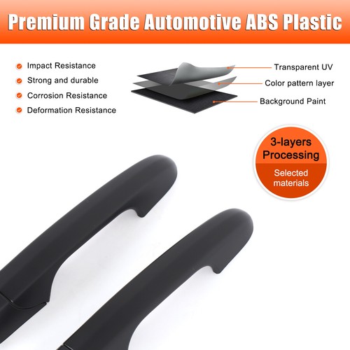 4Pcs Matte Black ABS Outer Side Door Handle Cover Trim For Fiat 500 2007+ - Picture 7 of 14